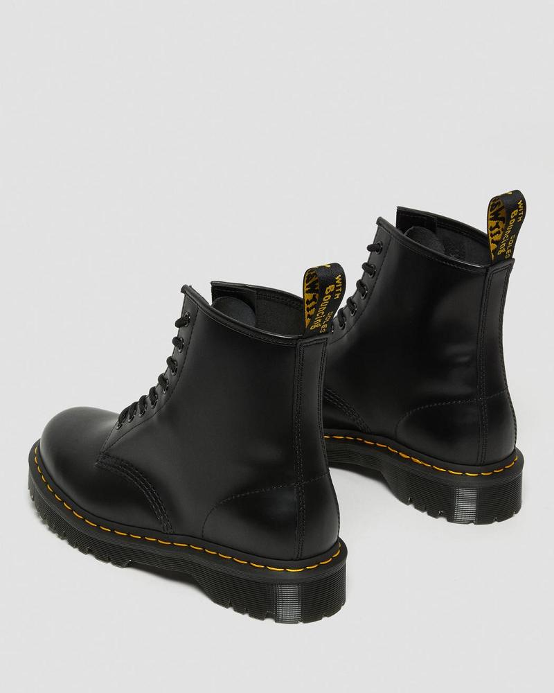 Dr Martens 1460 Bex Smooth Læder Platform Støvler Herre Sort | DK 552UZG